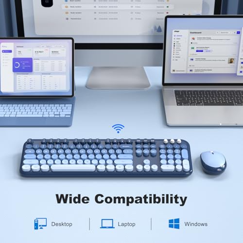 Wireless Keyboard and Mouse Combo, Typewriter Full Size Keyboard with Number Pad, Ergonomic Design for Windows PC Computer Laptop Desktop, Home and Office Use -Blue - Image 5