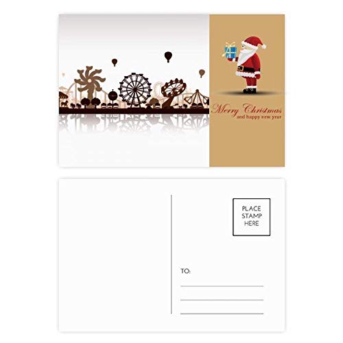 Cartes postales Père Noël vintage par 20 motif parc d'attractions noir