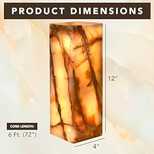 UMAID Elegant Handcrafted Onyx Marble Table Lamp, Warm Amber Glow, Relaxing Table Lamp for Office, Bedroom, Living Room, and Bedside, Includes Bulb & Dimmable Cord, Unique Home Decor Gifts (Rectangle) UMAID Elegant Handcrafted Onyx Marble Table Lamp Warm Amber Glow Relaxing Table Lamp for Office Bedroom Living Room and Bedside Includes Bulb Dimmable Cord Unique Home Decor Gifts Rectangle