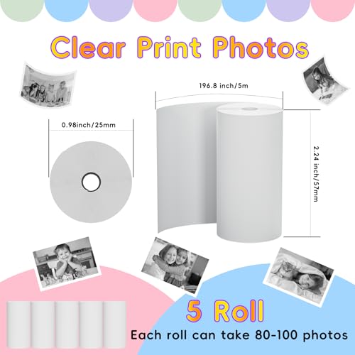 Image of 5 Rolls Instant Camera Refill Print Paper for Kids Instant Print Camera,Portable HD Printing Thermal Print Paper Set