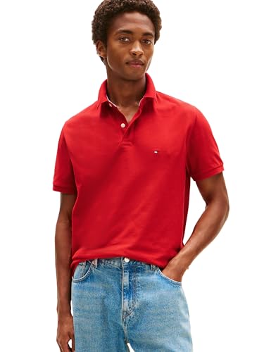 Image of Tommy Hilfiger Mens Short Sleeve Cotton Pique Polo Shirt in Regular Fit