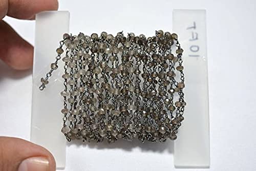 Quartz fumé chaîne de perles enroulées fil noir de haute précision