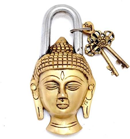 Buddha Brass Functional Brass Padlock 5.5" with Two Keys.A Beautiful Door Lock for Your Home.