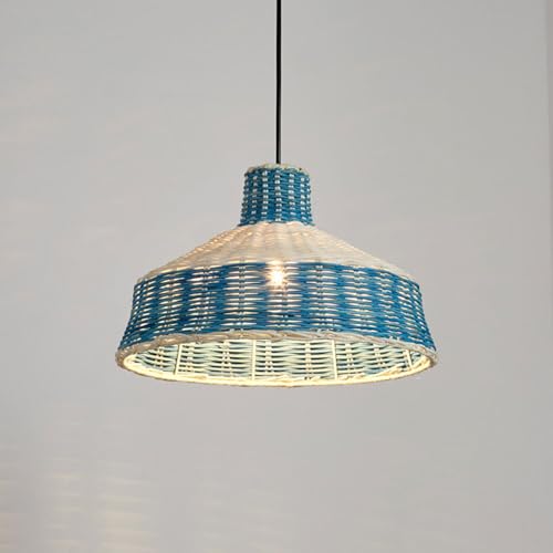 Plafonnier japonais suspendu ZH1YFD en rotin bleu pour illuminer votre ferme moderne