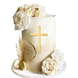 UNISUNSG 2 Stücke Kuchendeko Kreuz Gold Acryl Tortendeko Kreuz Cake Topper für Kommunion Taufe Hochzeit