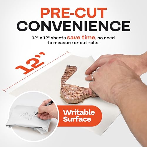 Image of White Butcher Paper Sheets 12 inch x 12 inch, Pack of 200 - USA-Made Precut Paper