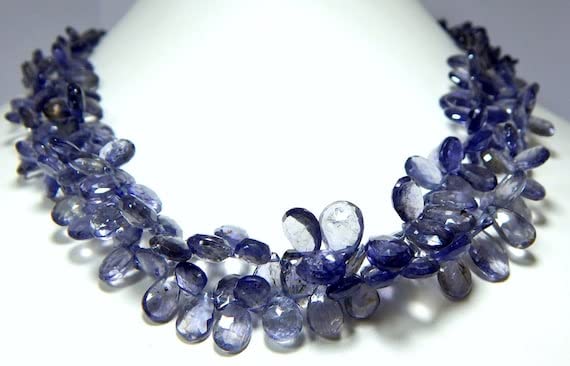 Gouttes d'iolite facettées sur fil de 9 pouces pour réparer ou personnaliser un collier