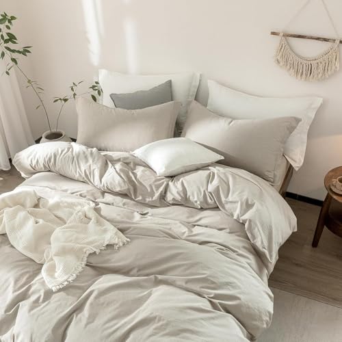 Warm Moment 3Pcs Light Gray Alaskan King Duvet Cover Set Washed Cotton by Warm Moment - Used condition - Image 6