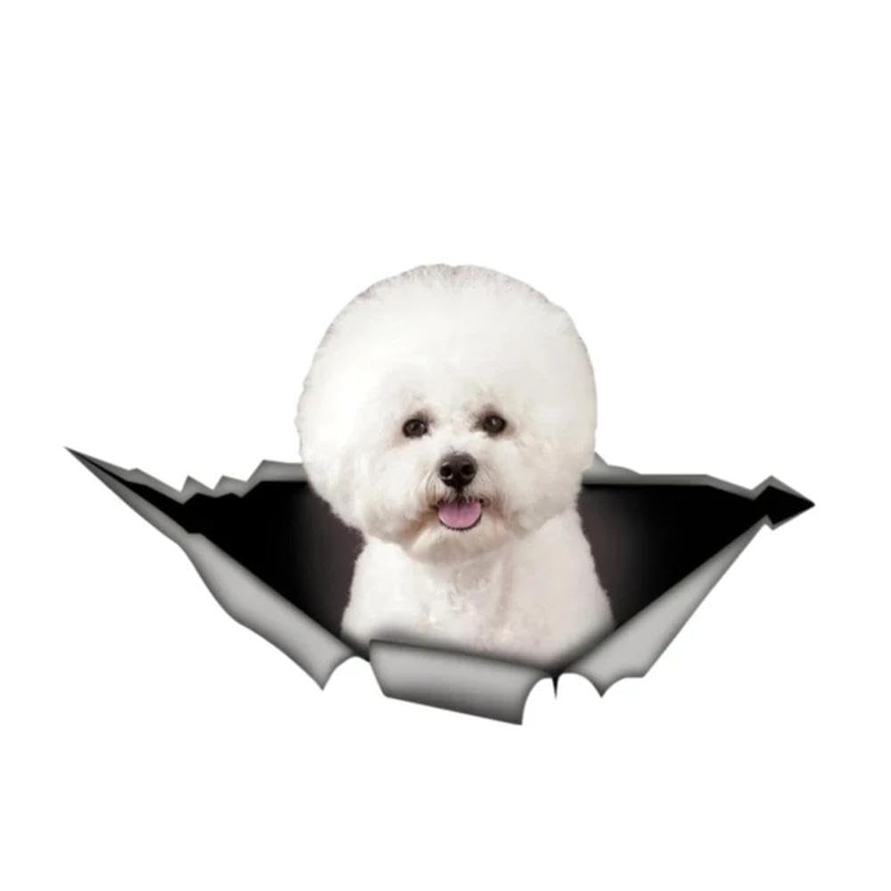 PVC Decal Bichon Frise Dog Waterproof Car Sticker On Motorcycle Laptop Decorative(17cm)
