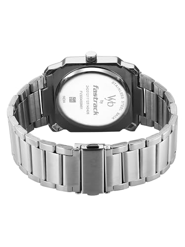 Image of Fastrack Vyb Challenger with Quartz Analog Green Dial Silver Stainless Steel Strap Watch for Men - FV30045SM01W