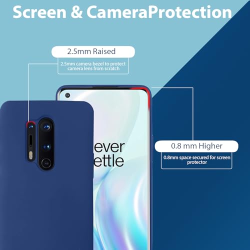 Image of LIRAMARK Liquid Silicone Soft Back Cover Case for OnePlus 8 Pro / 1+8 Pro (Midnight Blue)