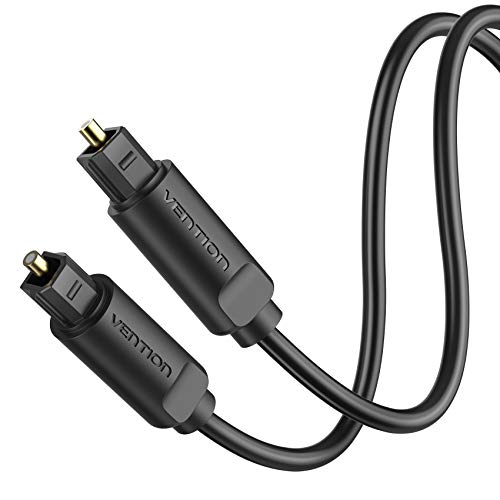 Vention Câble Optique Audio, 1m Cable Optique Toslink (24K Plaqué Or) Câble Audio Optique pour Home Cinema, TV, Barre de Son, PS4,...