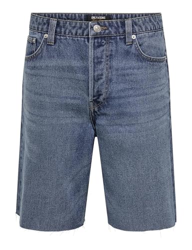 ONLY & SONS Onsfive Baggy LB 9893 PIM Dnm Shorts Vd2 Pantalones Cortos de Jean, Medio De Mezclilla Azul, L Hombres