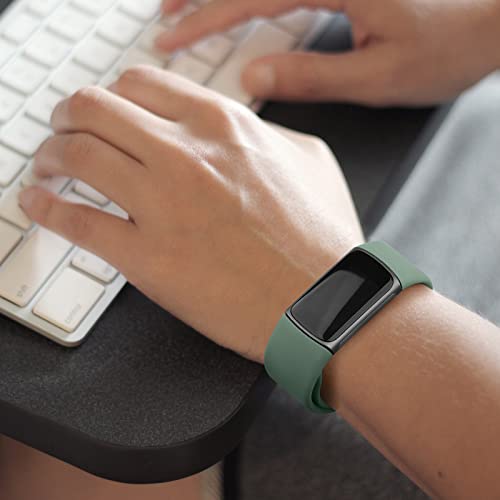 Image of Tobfit Silicone Strap for Fitbit Charge 6 / Fitbit Charge 5 Fitness Tracker, Soft Adjustable Replacement Band with Hidden Buckle, Sport Wristband for Men Women