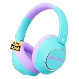 Steellumen Nova1Pro - Cuffie wireless con cancellazione attiva del rumore, Bluetooth 5.4, 60 ore di riproduzione, volume limitato 75/85/94 dB, ricarica rapida di tipo C, microfono, pieghevoli, per