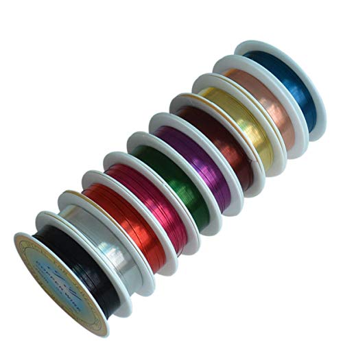 10 Rolls 22 Gauge 52 Yards Artistic Jewelry Beading Copper Wire for Crafts Beading Jewelry Making, Each Color One Roll (Mix Color-2)