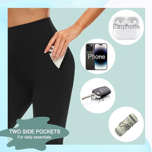 Hi Clasmix 5 Pack Leggings for Women-High Waisted Tummy Control Soft Casual Workout Black Yoga Pants with Pockets4