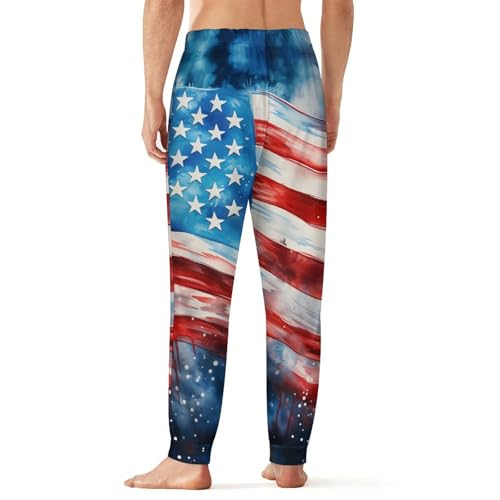 4th of July Patriotic U.S. Flag Men's Pajama Pants Lightweight Pjs Bottoms Lounge Pants Sleepwear Soft Present3