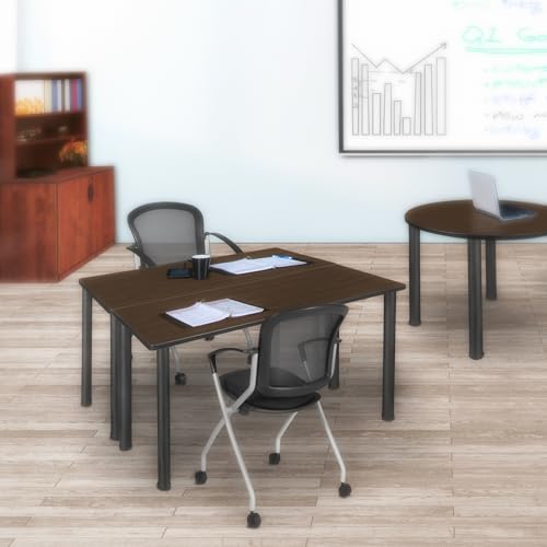 Regency Kee 48 x 24 in. Training Seminar Table- Neo Walnut Top, Black Legs