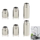 6 Pcs Prolunghe Rubinetto 1/2' in Acciaio Inossidabile, Prolunghe Rubinetto Cucina, Filettata per Tubo Prolunga Rubinetto 1/2', Compatibili per Rubinetti e Valvole Filettate