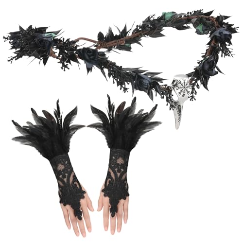 Daifunli 2 Pcs Halloween Crow Feather Costume Accessories for Women