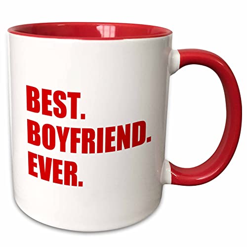 Product Image of the 3dRose Red Best Boyfriend Ever text anniversary valentines day gift for him 11oz Two-Tone Red Mug