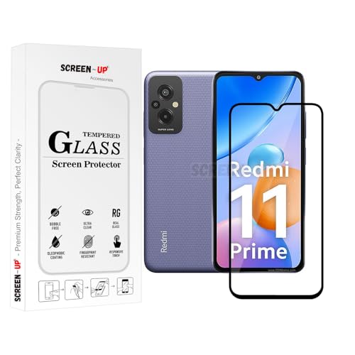 Image of ScreenUp Tempered Glass For Xiaomi Redmi 11 Prime - Ultra Clear, 9H Scratch Resistant, Full Coverage, Easy Install Screen Protector