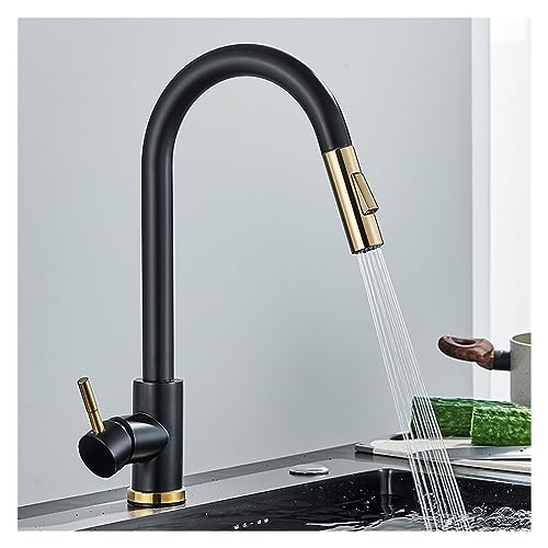 Grifo de cocina de acero inoxidable para evitar salpicaduras con caño extraíble negro 4
