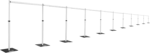 Miniatura 1 de Hecis Soporte de fondo portátil de tubo y cortina de 6 a 10 pies de alto x 10 a 100 pies de ancho, kit de telón de fondo ajustable para eventos,