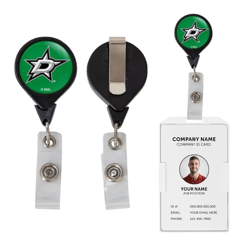 Desert Cactus Dallas Stars Retractable Badge Holder NHL Team ID Reel with Ticket Clip for Lanyard, Work, School & Office Access