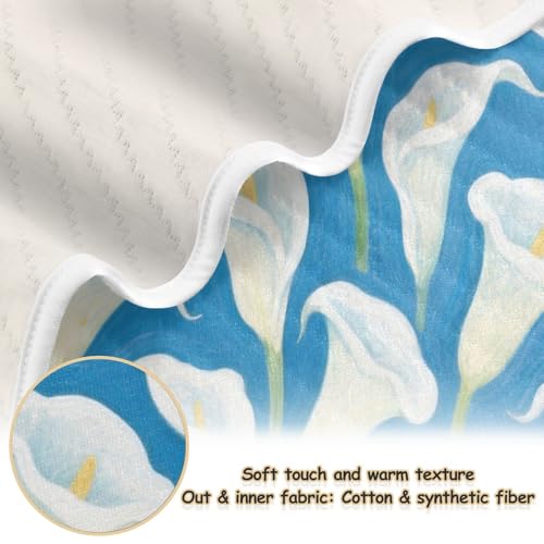 Custom White Calla Lilies Blue Name Blanket for Baby Breathable para personalizados Kitten Name Blanket for Newborns, Infants, & Toddlers 30x40in Manta para recien nacido2