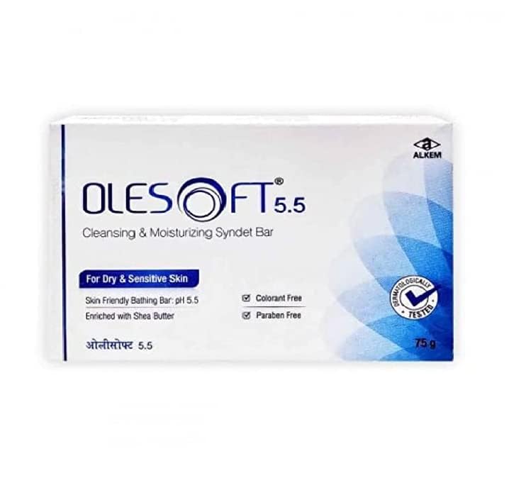 Image of Ole-soft 5.5 Cleansing & Moisturizing Syndet Bar For Dry & sensitive Skin 75gm- Pack of 3