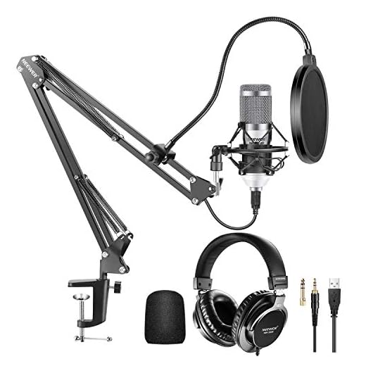 Neewer USB Microphone Kit 192KHz/24Bit Plug&Play Cardioid Condenser Mic (White) with Monitor Headphones, Foam Cap, Arm Stand and Shock Mount for Karaoke/YouTube/Gaming Record/Podcasts(NW-8000-USB)