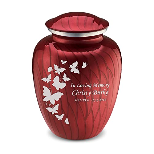 Image of Geturns - Adult Custom Butterfly Cremation Urns for Human Ashes I Pearl Cany red Large Funeral Urn for Female and Male I 200 lbs