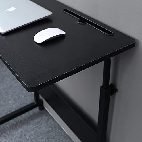Emall-Life-Tray-Table-Adjustable-SofaBed-Side-Table-Portable-Desk-with-Wheels-Overbed-Table-Laptop-Cart-with-Holder-Slot-157-236-Black-Willow