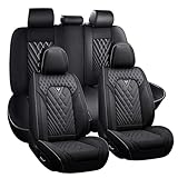 SLJU Seat Covers for Chrysler Sebring 2000-2010,Seat Covers Full Set,Car Seat Cover,Seat Cover,Leather Seat Covers(5 Seats,Black)