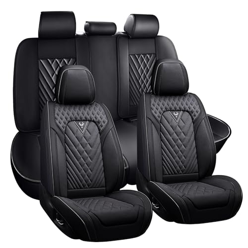 LPDK for Toyota Tacoma Car Seat Covers Full Set, Leather Seat Covers for Car,Lumbar Muscle Pain Healing Function, Waterproof Automobile Seat Protector with Lumbar Support(Black) by LPDK - Used condition - US$116.55