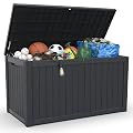 Cirui 200 Gallon Deck Box, Lockable Waterproof Storage Box, Outdoor Storage Bin for Package Delivery, Patio Cushions, Gardening Tools?Pool Accessories and Sports Equipment (Black,200 Gallon)