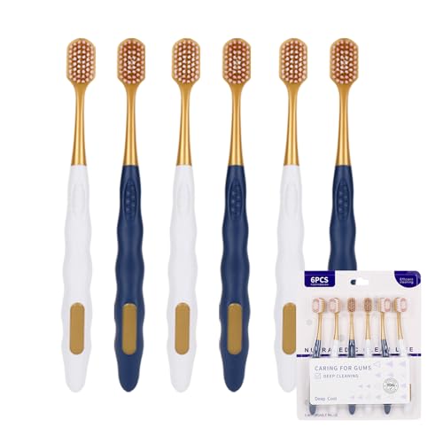 Ayerzeba Soft Toothbrushes for Adults, Medium Manual Wider Head Tooth Brush, Good Cleaning Effect for Sensitive Teeth Oral Gum Recession (6 Pack)