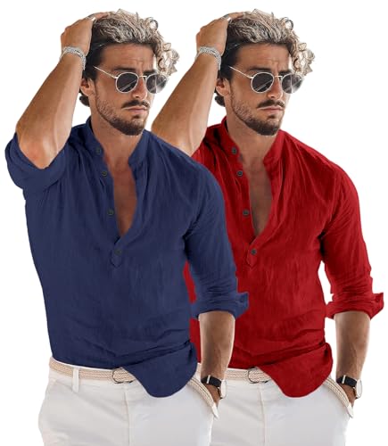 Image of Combo of Men Solid Cotton Blend Straight Kurta Shirt Pack of 2