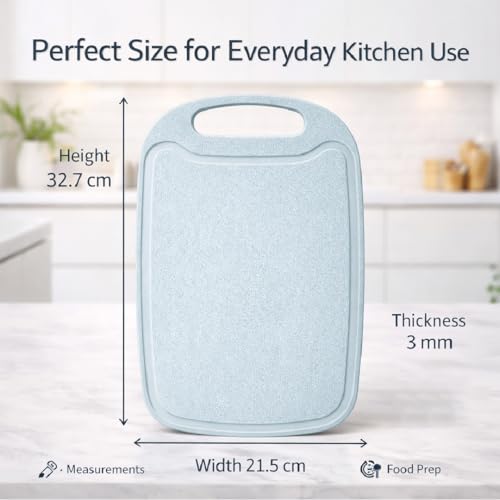 Image of MIKANIX Kitchen Plastic Chopping Board | Non-Slip Cutting Board for Vegetables, Fruits & Meat | Strong & Lightweight (3mm Thick)