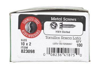 Vis tôle tête hexagonale INOX Hillman 823098, fixations 25,4 x 5,1 cm pour tôle, boîte de 100