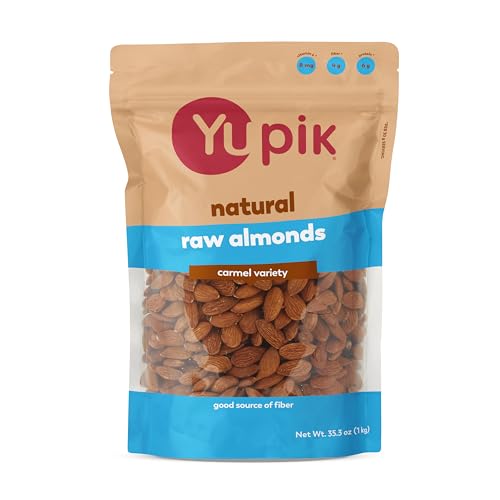 Yupik California Raw Almonds, Small Size, 2.2 lb, Gluten-Free, Kosher, Salt-Free, Source Of Protein, Fiber, Iron & Calcium, Healthy Snack, Pack of 1