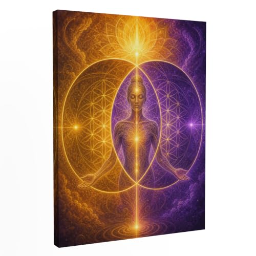 Tela Stories Vesica Piscis Sacred Geometry Canvas Wall Art for Yoga Room, 12x16 Inches, Portrait, Rectangular, Religious, Unframed