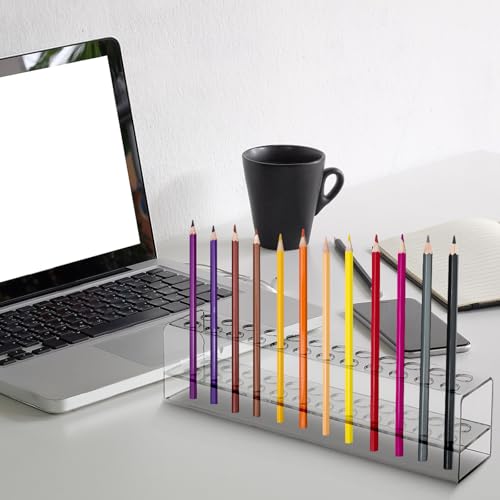 Acrylic Pen Display Stand, 24 Slots Pen Holder for Storage, Clear Paint Brush Holder, Acrylic Pen Organizer for Home Office Desk Store Supplies (24 Slots) - Image 3