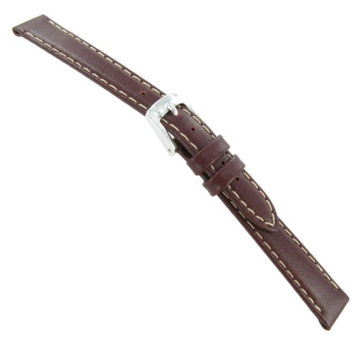 Speidel Watch Band 12mm Burgandy Contrast Stitched Calf Leather Ladies