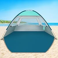 COMMOUDS Beach Tent for 3-4 Person, UPF 50+ Beach Shelter, Lightweight & Easy Set Up and Carry Family Sun Shade Tent Event Shelter for Camping, Fishing, Picnic, Outdoor