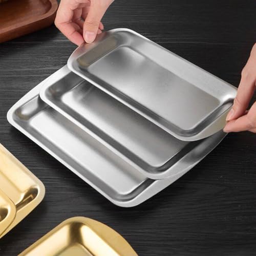 Bandeja de metal para servir en cafeterías acero inoxidable rectangular 23x14 6