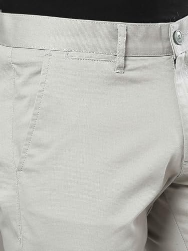 Image of COOL COLORS Men's Light Grey Narrow Fit Cotton Lycra Casual Trouser for Men