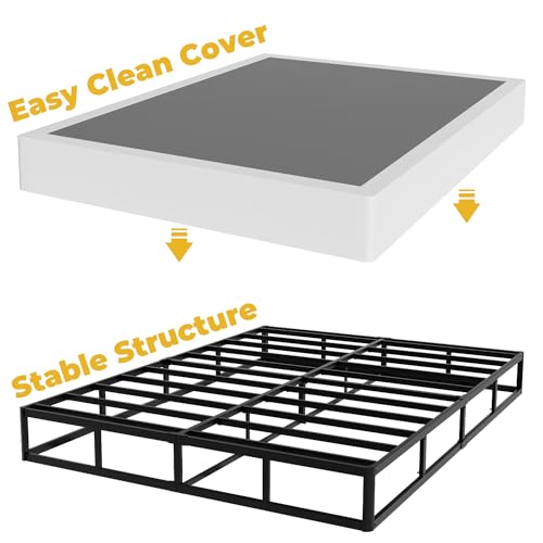 YORMDMO 9 Inch Full Size Box Spring, High Profile Full Box Spring Only, Sturdy Metal Frame Mattress Foundtion, Easy Assembly, Noise-Free